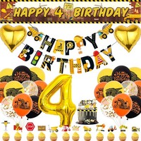 Bagger Geburtstagsdeko 4. Geburtstag Set Baustelle Luftballons Junge Party Deko