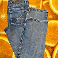 AXEL MFG Slim Boot Mens Jeans W32 L32 Blue Cotton Spandex Distressed