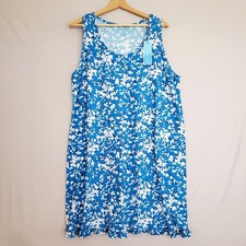 Draper James Women Dress Cerulean Floral Ruffle L/XL Stretch Cottage Flounce