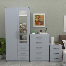 2 Door Wardrobe Bedroom Set Assembled ? 5 Drawer Chest + 3 Drawer Bedside Cabine