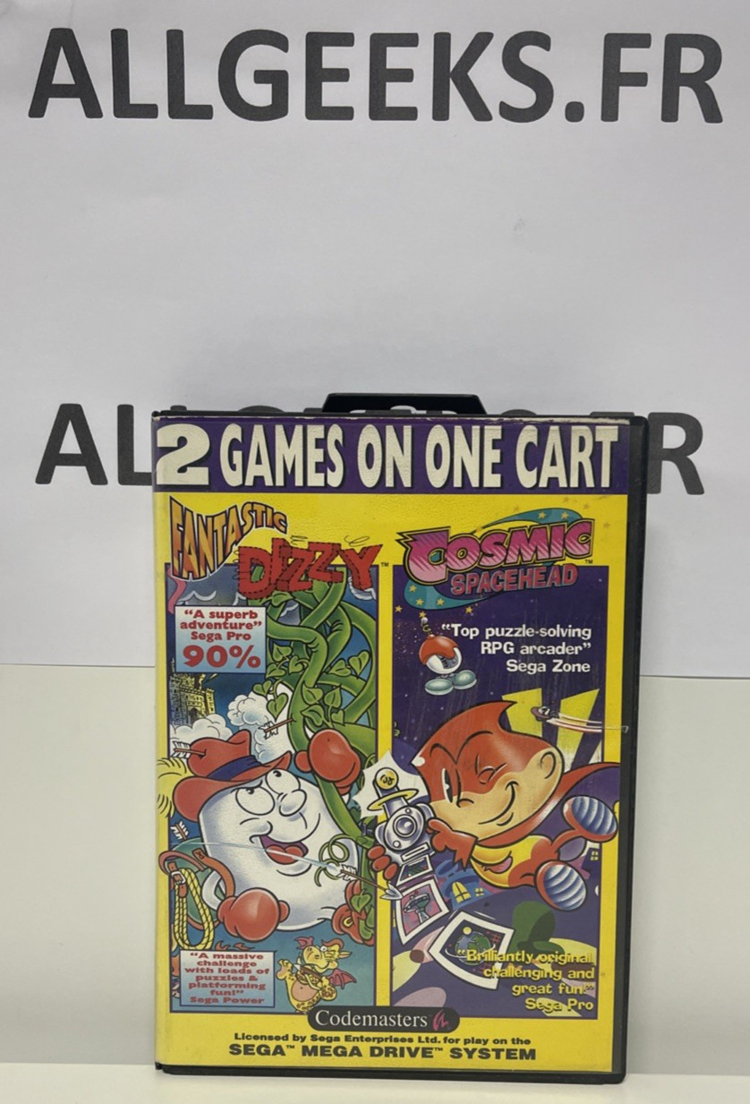 2 Games on one cart Fantastic Dizzy Cosmic Spacehead - SEGA Megadrive Mega Drive