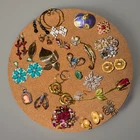 VTG Rhinestone Jewelry Lot Brooches Earrings Gold Tone Enamel Floral Cameo