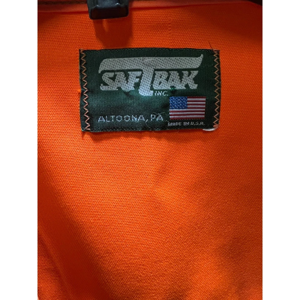 VTG Bak Men Hunting Vest Pockets Orange Trim Workwear Tan L/XL Made in USA - Image 2 of 4