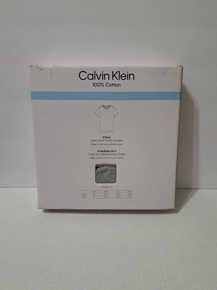 Paquete de 3 camisetas de algodón con cuello redondo multicolor de Calvin Klein, talla mediana Foto 2 de 3