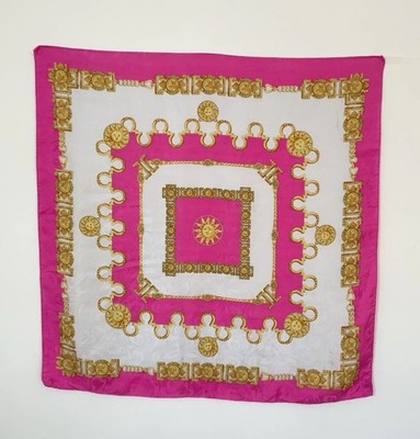 STUNNING women s Silk Vintage Scarf W A Baroque Chain Motifs Design M.i.italy EC