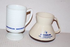 2 Vintage MICHELIN Ceramic & Plastic Coffee Mugs Excellent Condition