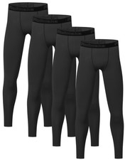 4 Pack Youth Boys' Compression Leggings Tights Athletic Pants Sports Base Lay...
