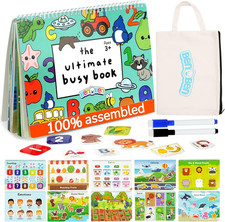 Busy Book for Toddlers, 30 Pages, Pre-Assembled, Preschool Learning Activities,