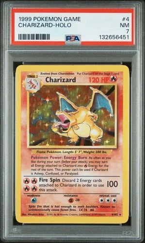 1999 POKEMON BASE SET UNLIMITED  #4 CHARIZARD-HOLO PSA 7