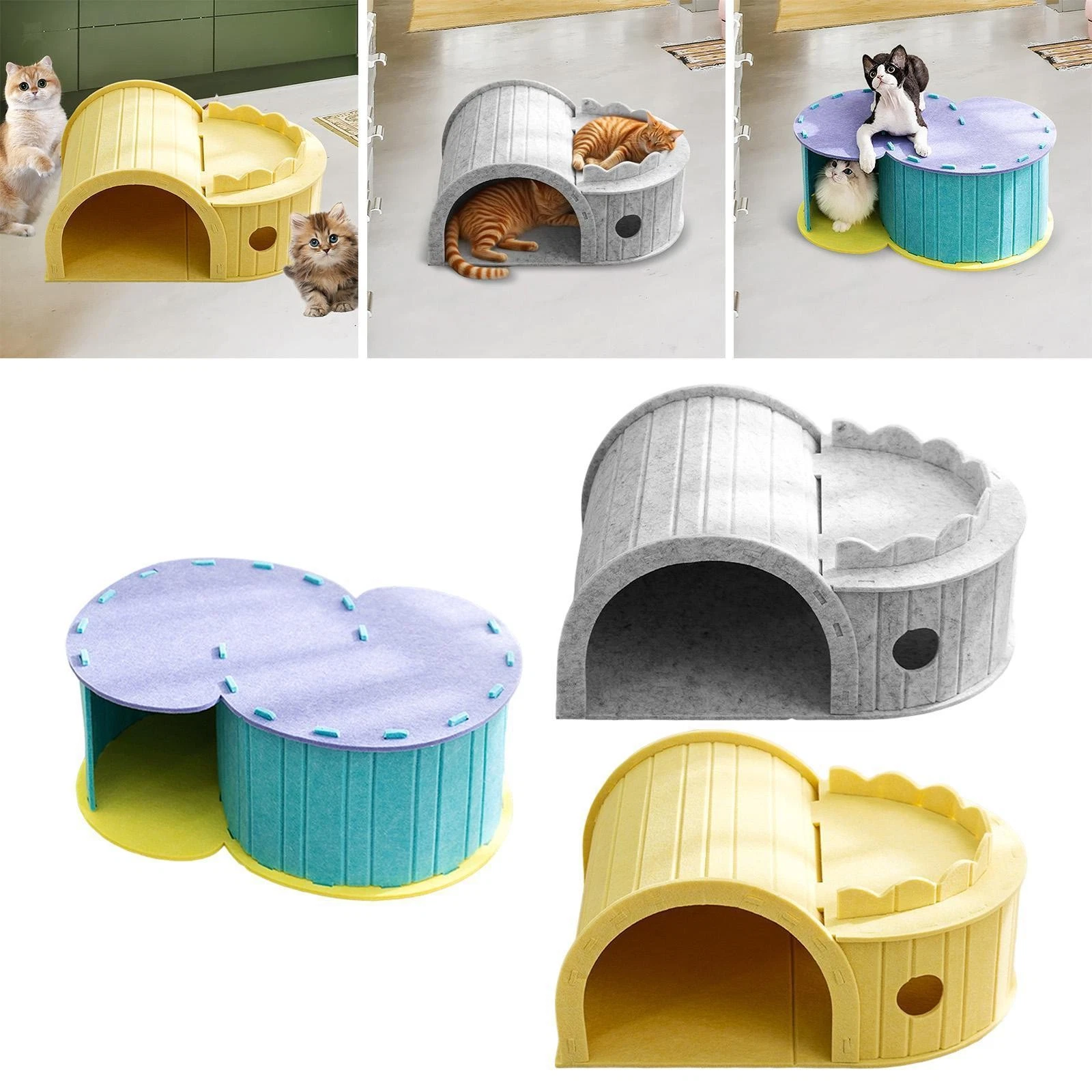 Cat Tunnel Portable Interactive Foldable Felt Mat Toy for Sleeping Playing