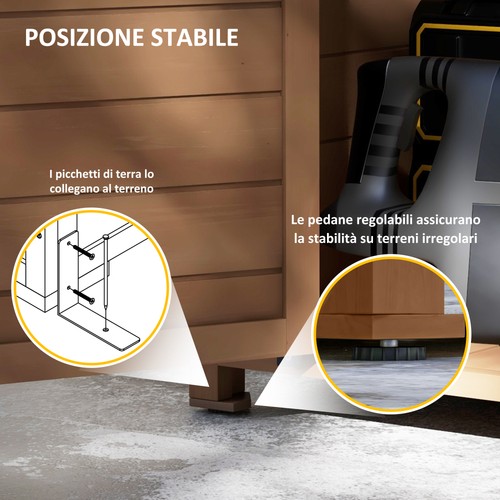 Outsunny Casetta da Giardino in Legno con Ripiano Regolabile 75x56x117cm - Foto 7 di 10