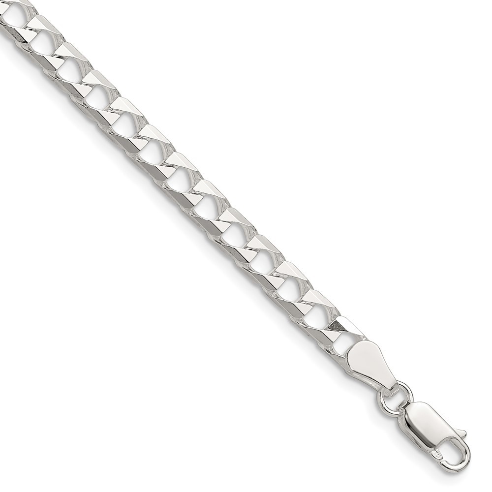 Sterling Silver 5mm Diamond-cut Square Curb Chain Anklet 9