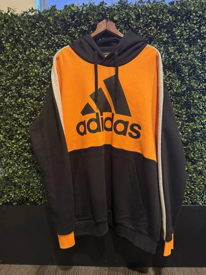 adidas Pullover Hoodie Men's XL NWT Bright Orange Black & Grey NOICE‼️👍🏻 - Image 3 of 4