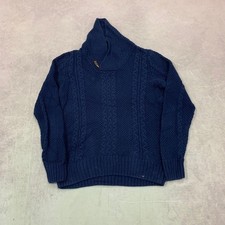 Knitted jumper Patterned Grandad chunky knit sweater Men's M