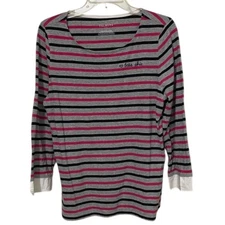 Talbots Tres Chic Striped Pullover Knit Top Womens Size Large