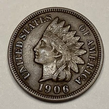 1906 Indian Head Cent Penny Coin  FREE SHIPPING