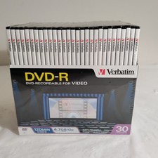 Verbatim DVD-R Recordable Video Discs  Jewel Cases 120 Min 4.7GB Lot of 30-NEW