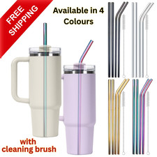 4PCS Stainless Steel Straws 30cm with Cleaning Brush for 40oz Tumbler