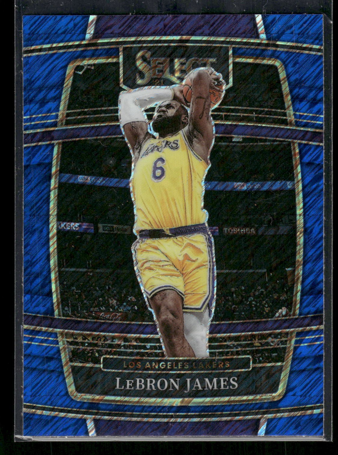 #100 LeBron James 2021-22 Panini Select Blue Shimmer Prizms