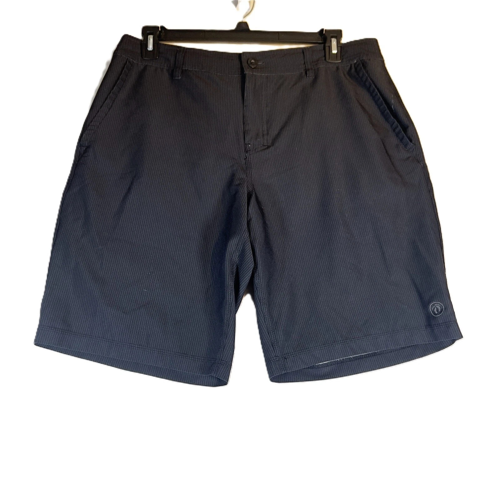 Hang Ten Hybrid Shorts Men W36 Quick Dry Mesh Pockets Black Grey Stripe STRETCH