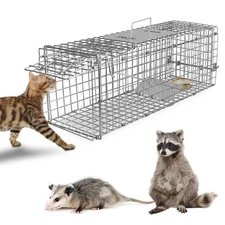 Humane Animal Cage Trap - Collapsible Galvanized Steel Live Cage Trap for Rac...