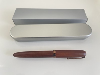 CIB Hongdian A10 Natural Wood Brown Fountain Pen EF Extra Fine Converter - CLEAN