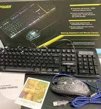FLAGPOWER Gaming Keyboard and Mouse Combo Rainbow Backlit Mechanical Feeling