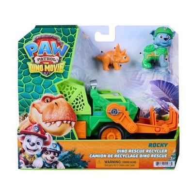 PAW Patrol The Dino Movie Rocky Dino Rescue Recycler Truck Figure Toy NEW
