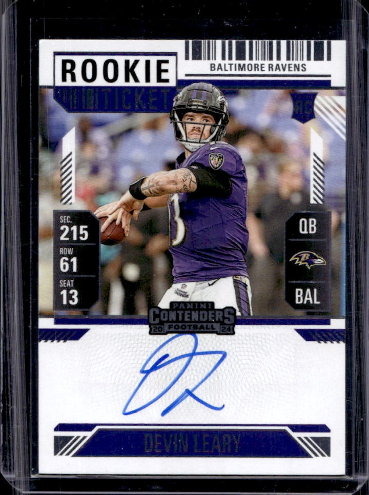 Devin Leary Panini Contenders #141 Autograph