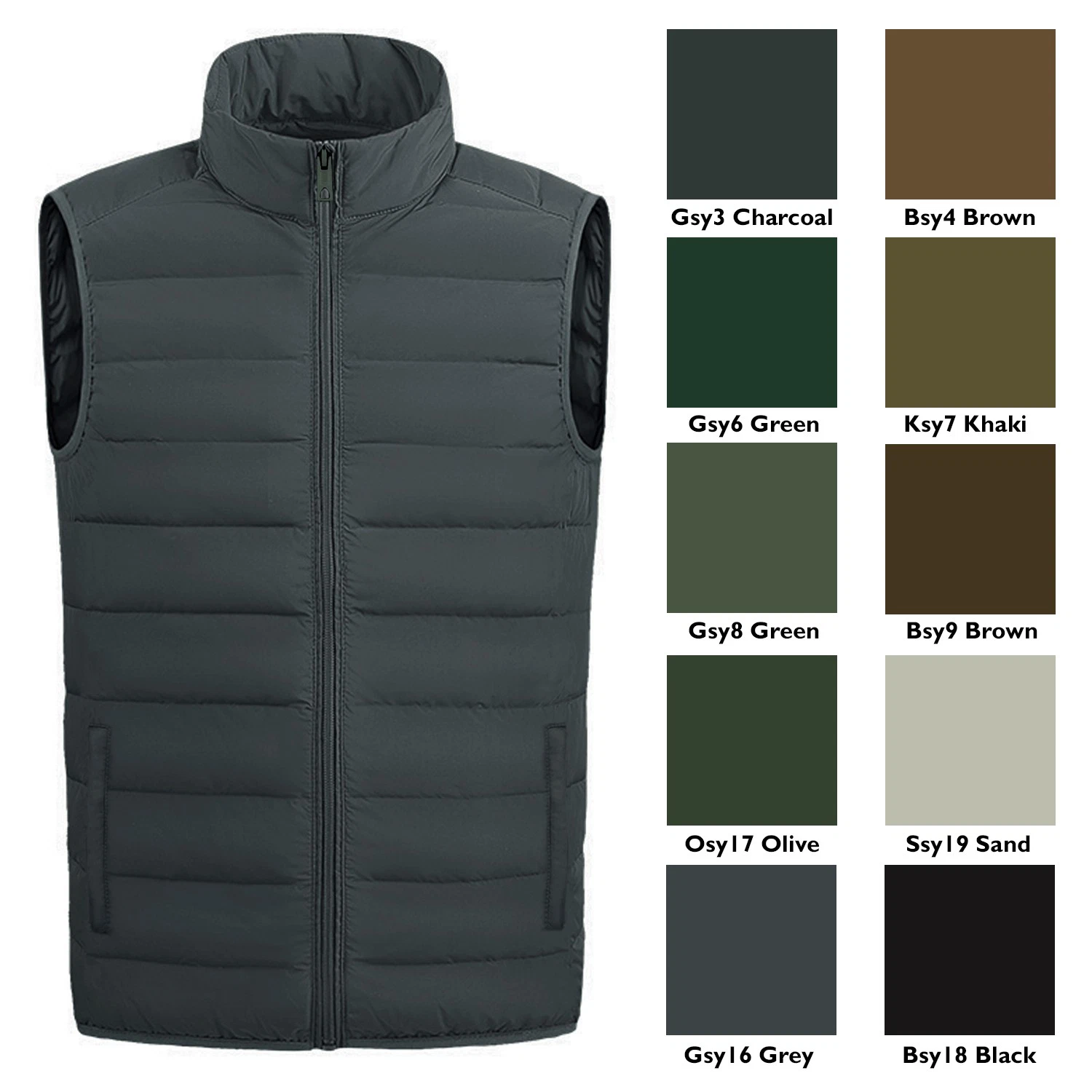 Men's Lightweight Water-Resistant Sleeveless Puffer Vest Jacket Polyester NWT