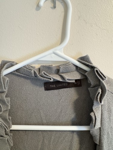 The Limited Front Open Ruffle Pleated Cardigan Grey - Picture 2 of 3