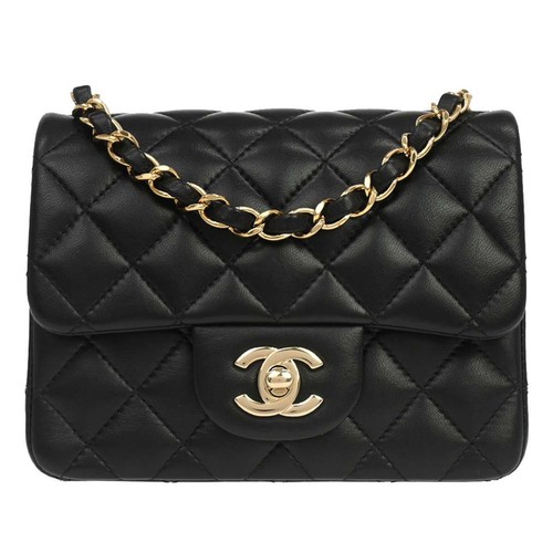 Chanel Black Lambskin Mini Classic Square Flap Shoulder Bag 17 167588