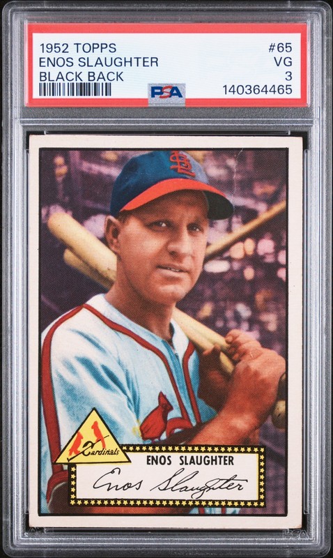 1952 Topps Black Back #65 Enos Slaughter PSA 3