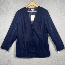 Talbots Blazer Womens Size 12 Midnight Navy Velour Vintage Collarless Velvet NWT
