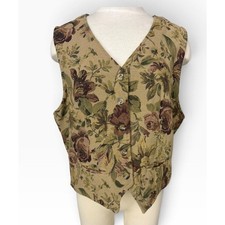 Lemongrass Vintage Floral Tapestry Vest Button Front Cottagecore Boho 90s
