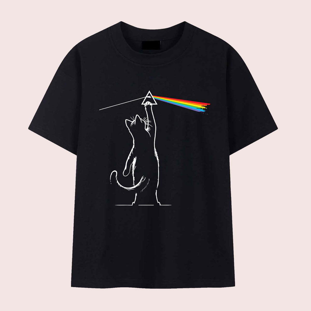 Pink Floyd Cat Dark Side Of The Moon Funny Black Unisex T-shirt