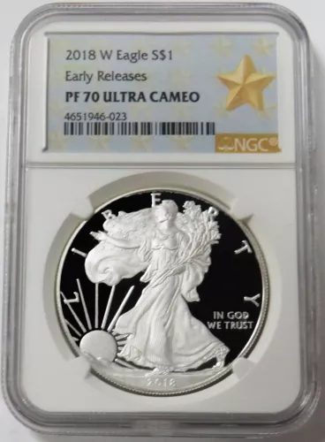 2018 W PROOF AMERICAN SILVER EAGLE $1 1oz COIN NGC PF 70 UC EARLY RELEASES