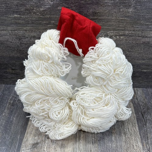 Vintage Handmade Yarn Santa Claus Face Head Wall Hanging Christmas Décor Large - Picture 6 of 10