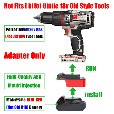 1 Adapter for PORTER-CABLE 20V MAX Tools, Fits Milwaukee M18 Battery for Power
