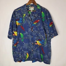Vintage Paradise Found Hawaiian Shirt Mens 2XL XXL Parrots Button Up SS 1 Pocket