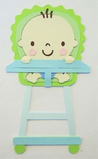 Baby Boy in a High Chair Die Cut Paper Scrapbook Embellishment