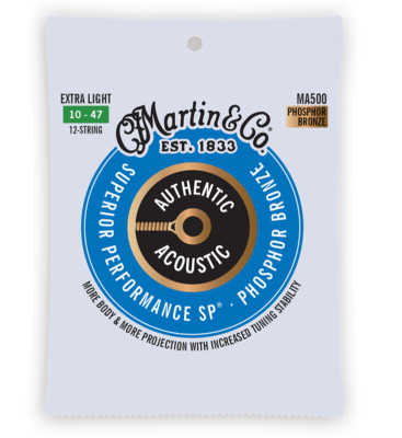 Martin MA500 12-saitige Extra Light 10-47 Phosphor Bronze Akustikgitarrensaiten