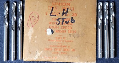 #20 Left Hand Screw Machine Drill Bit HSS 118° Point Union Twist Pack of 6