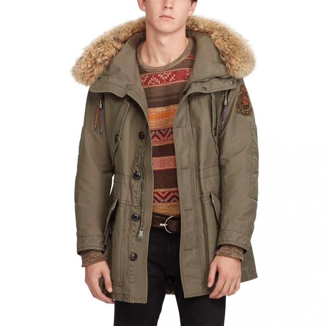 $2,995 Ralph Lauren Purple Label Shearling Trim Field Olive Jacket