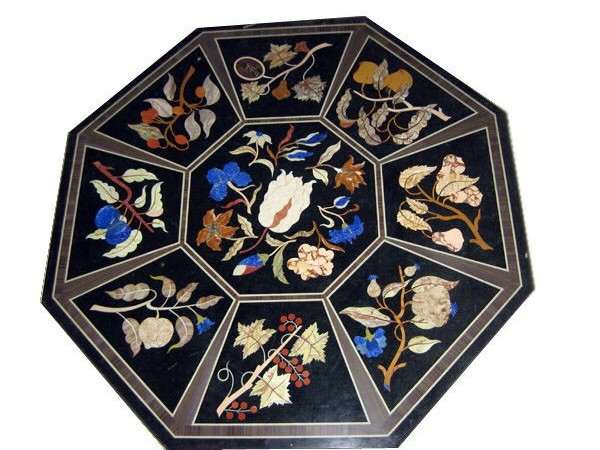 36-Inch Decorative Marble Center Table with Pietra Dura Inlay for Home and Gifts