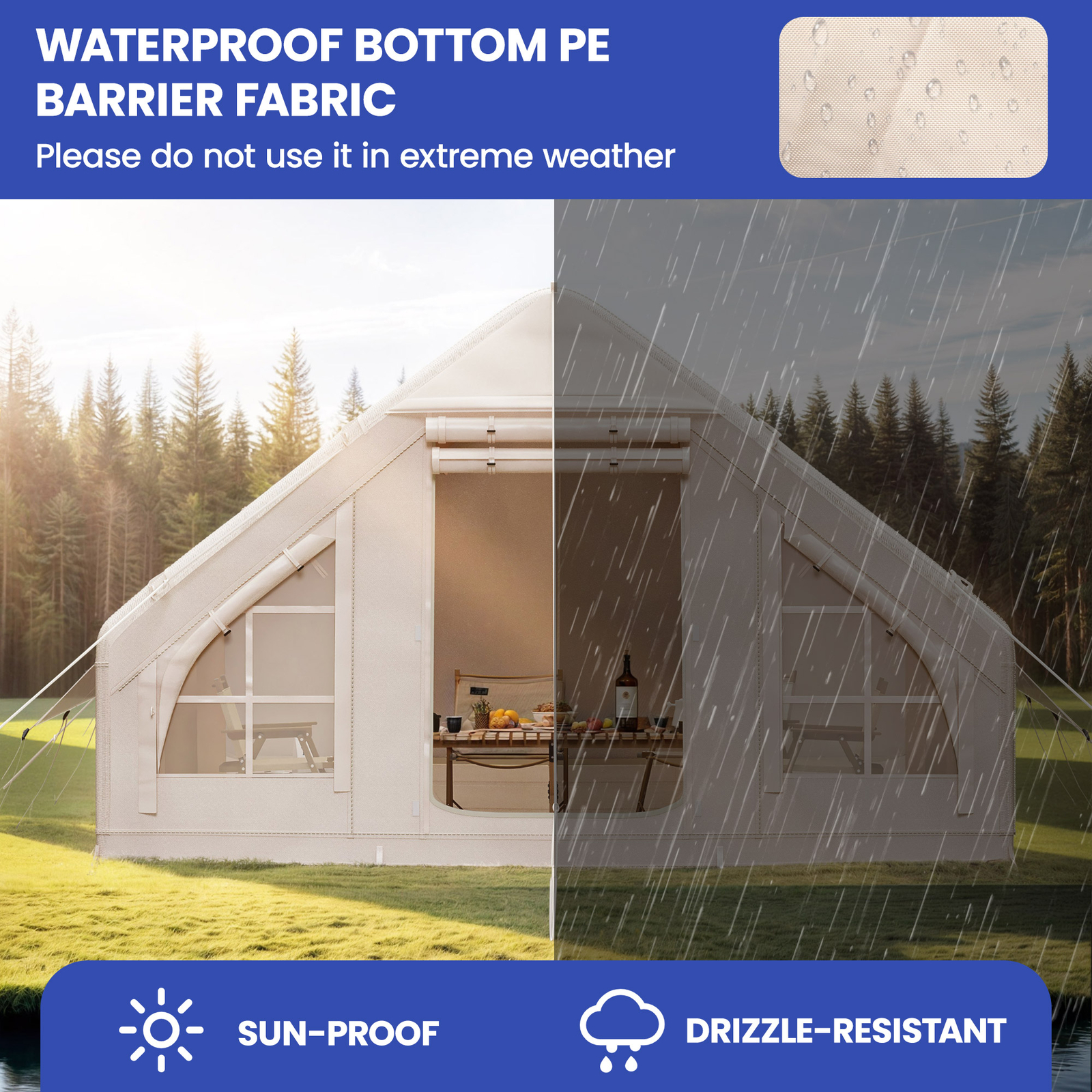 8 Person Portable Inflatable Camping Hiking Tent Waterproof w/ Stove Jack Window