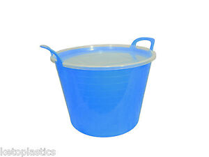 CONTAINER TRUG Keto Plastics 26L YELLOW FLEXI TUB COMPLETE WITH LID STORAGE BUCKET Red FLEXIBLE