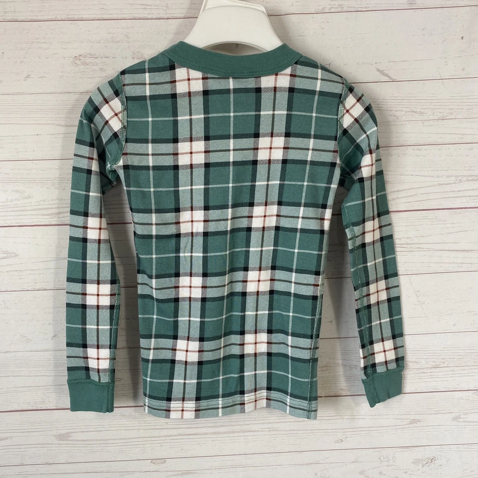 Camisa para dormir Hanna Andersson niñas manga larga algodón orgánico EE. UU. 8 verde a cuadros Foto 3 de 4