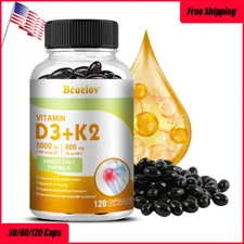 Vitamin D3 and K2 5000 IU 1000mcg Cholecalciferol MK-7 Capsules Immune Support