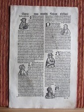 INCUNABLE SHEET OF 1497.  H. LIBER CRONICARUM BY SCHEDEL. 11 ENGRAVINGS.ORIGINAL